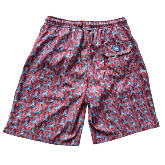 Peter Millar Red Birds Of Paradise Swim TrunksMEDIUM